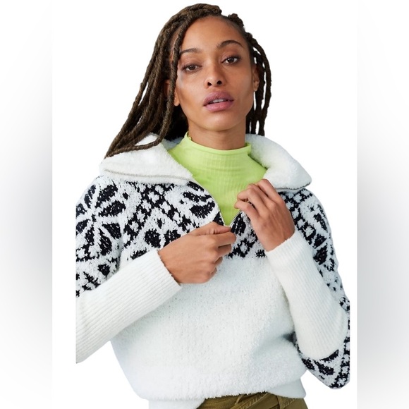 Pilcro x Anthropologie - Maia Cropped Quarter-Zip Pullover Cozy Sweater Sz S - Picture 1 of 9